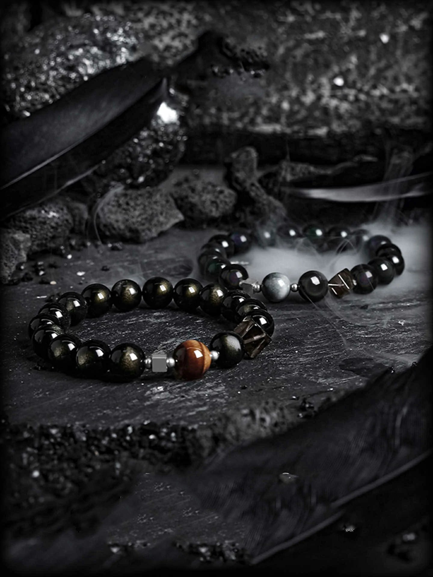 Kalyana Aura Gold Obsidian Bracelet Tiger's Eye Stone Bracelet Birthday Gift
