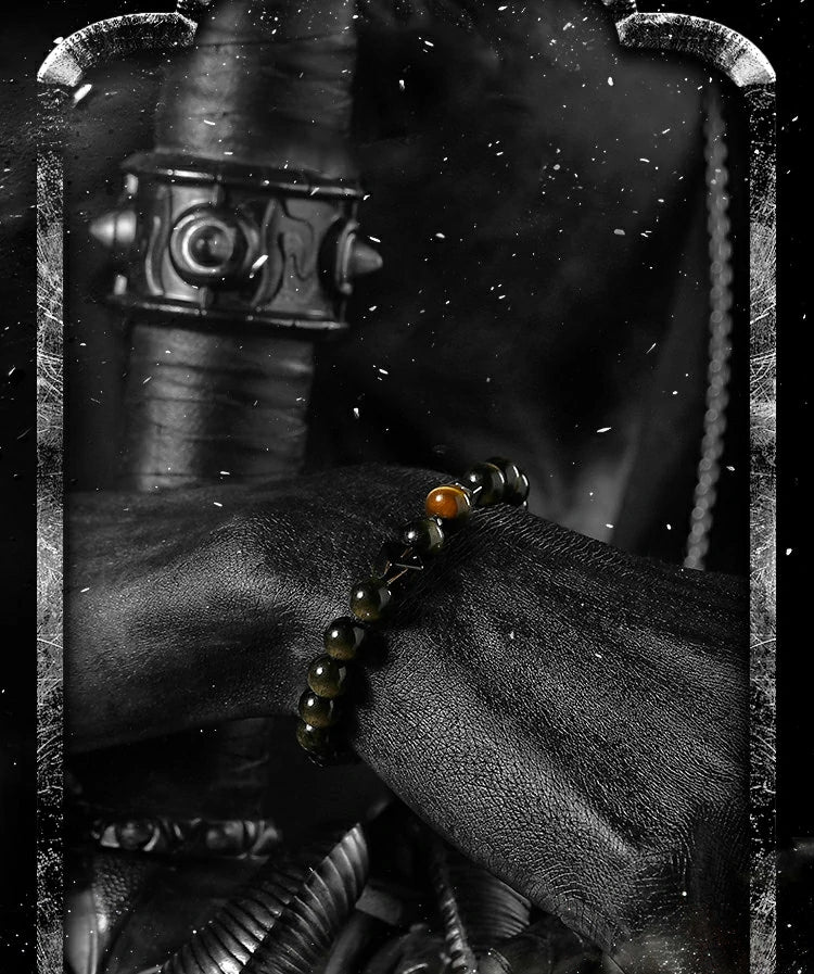 Kalyana Aura Gold Obsidian Bracelet Tiger's Eye Stone Bracelet Birthday Gift