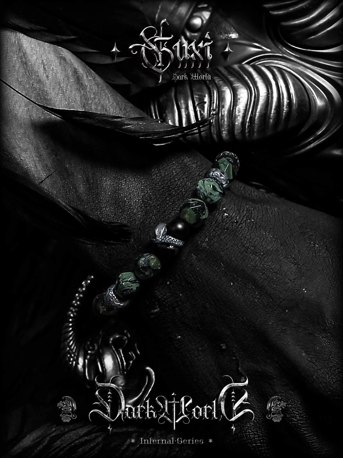 Kalyana Aura Black agate Malachite Bracelet Woman Man Gift