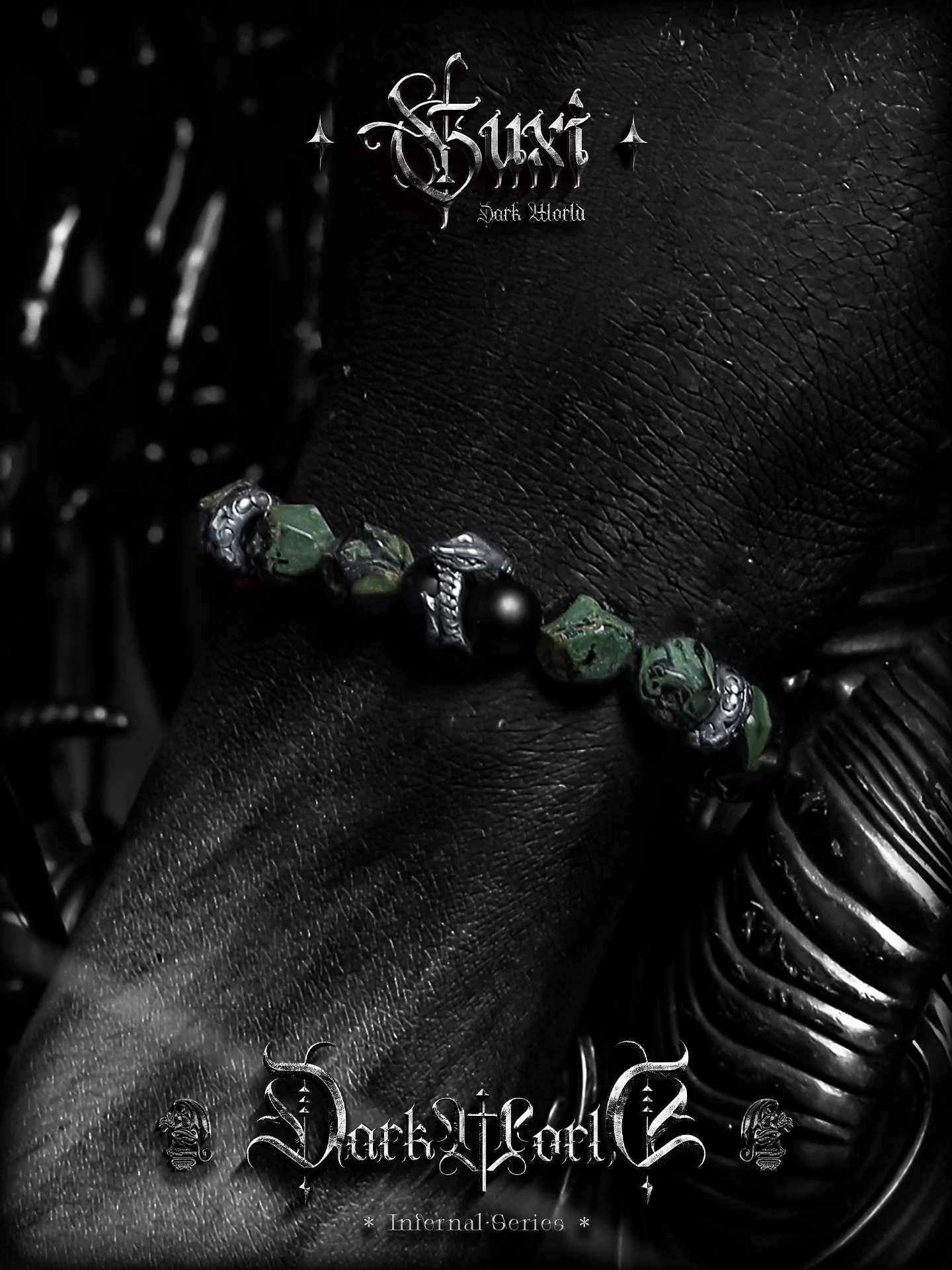 Kalyana Aura Black agate Malachite Bracelet Woman Man Gift