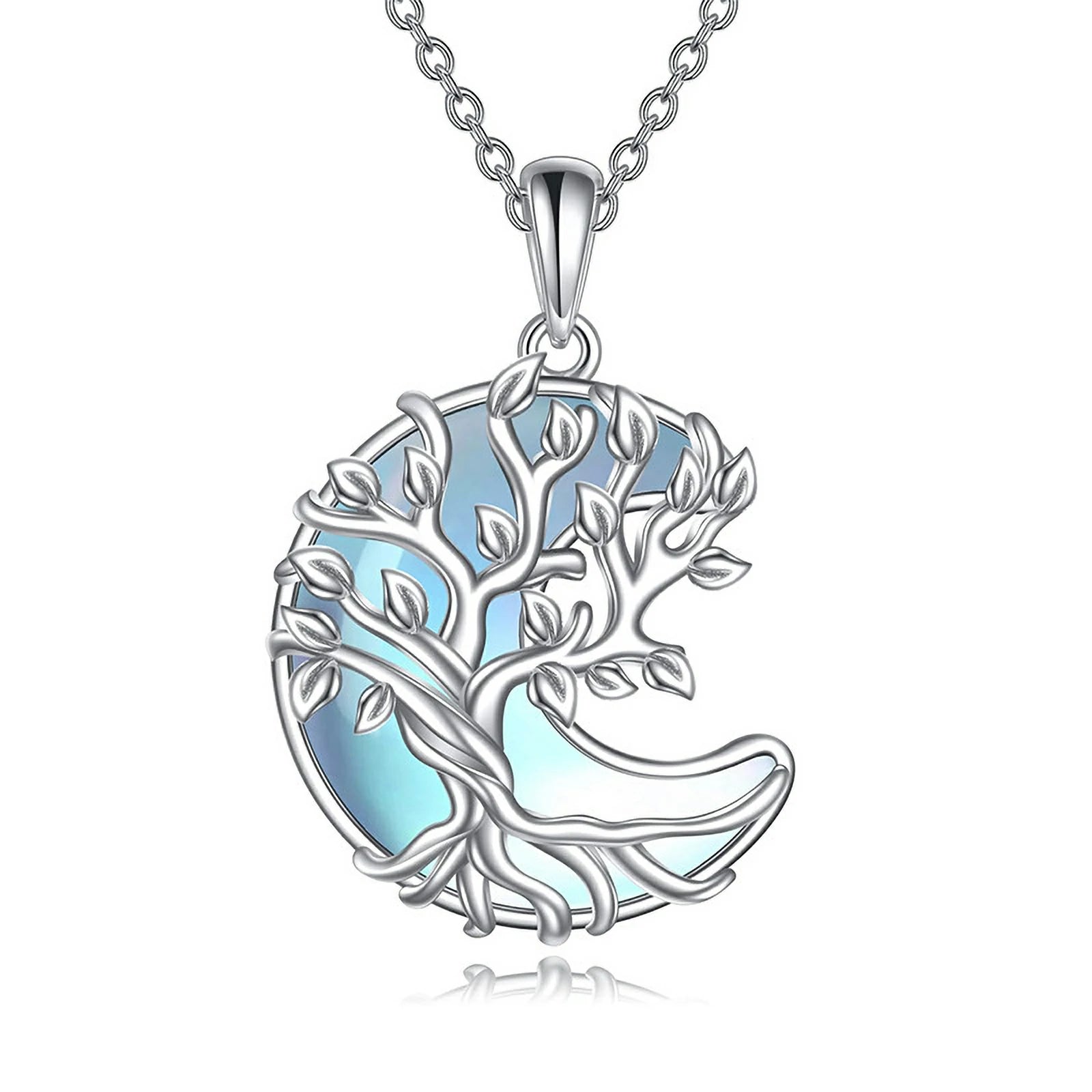 Kalyana Aura Moonstone Tree of Life Pendant Healing Necklace Women