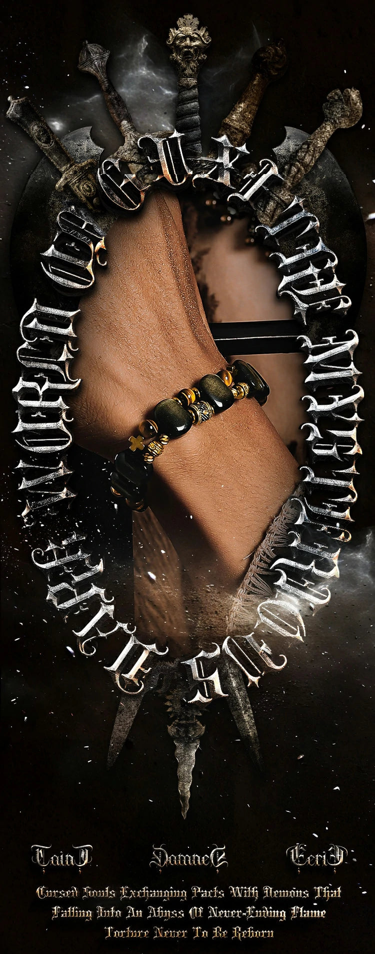 Kalyana Aura Vintage Golden Obsidian Tiger's Eye Stone Brass Bracelet