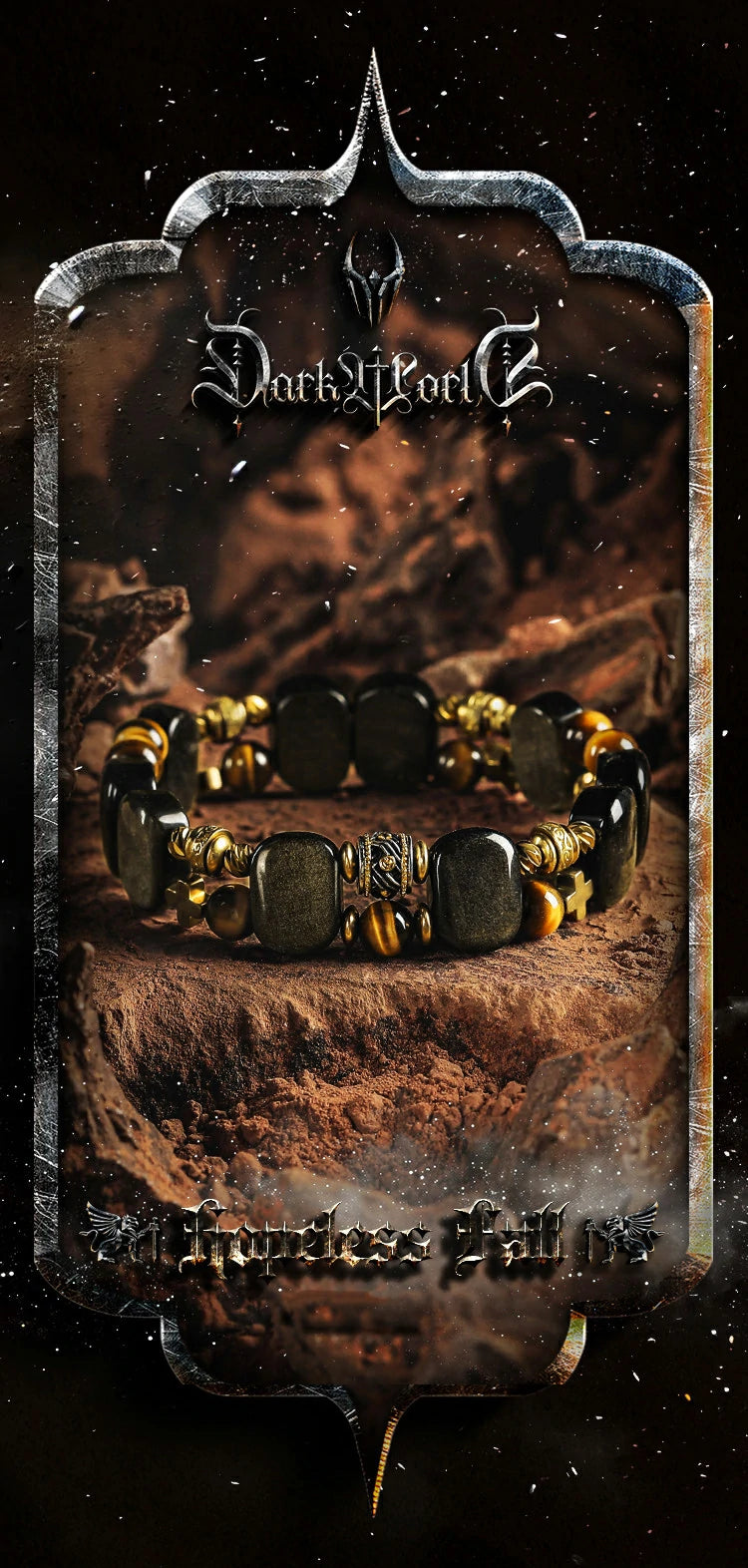 Kalyana Aura Vintage Golden Obsidian Tiger's Eye Stone Brass Bracelet