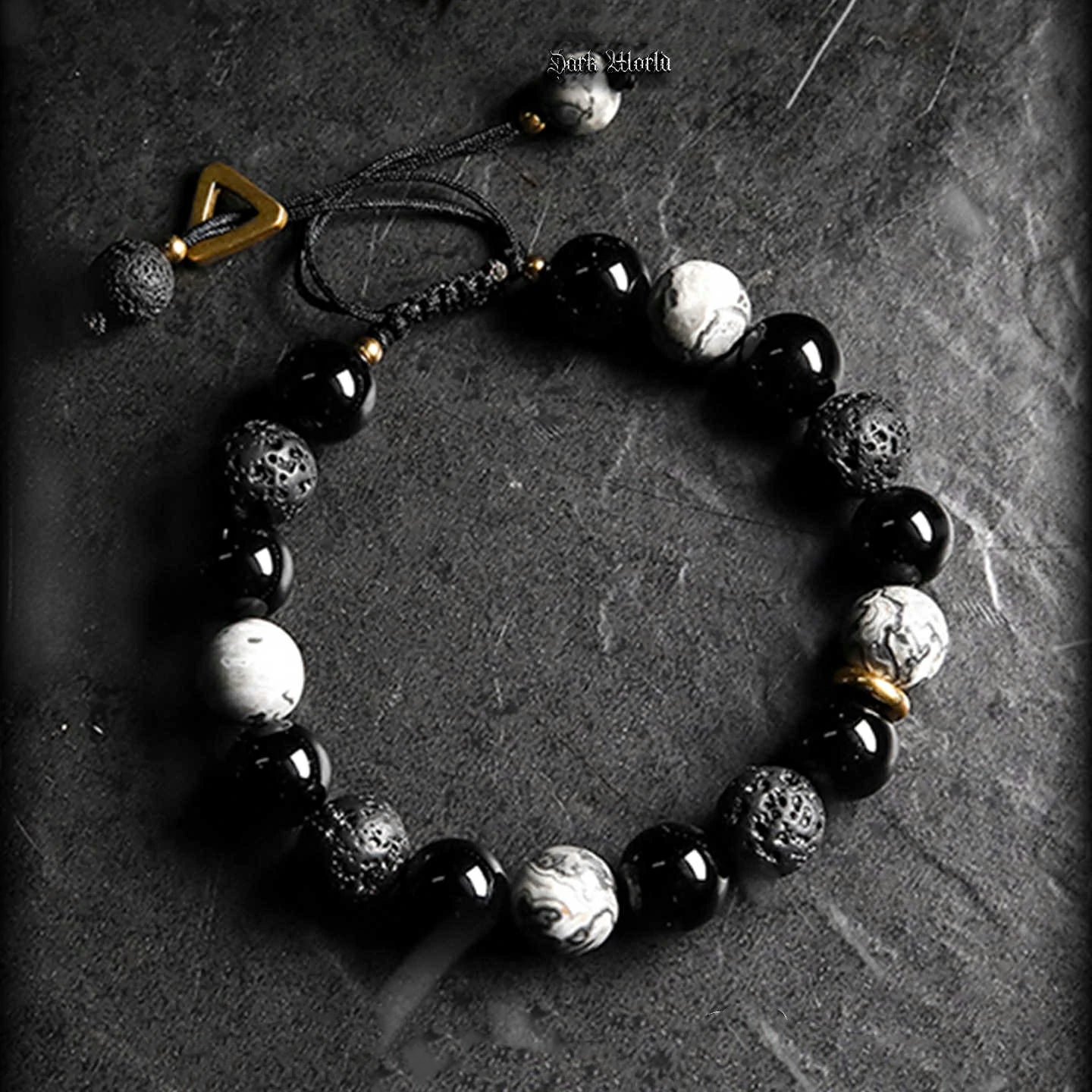 Kalyana Aura Vintage Obsidian Volcanic Rock Bracelet Men