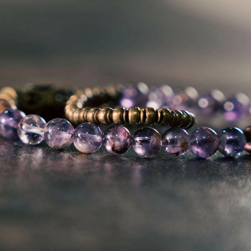 Kalyana Aura Vintage Purple Phantom Crystal Brass Bracelet