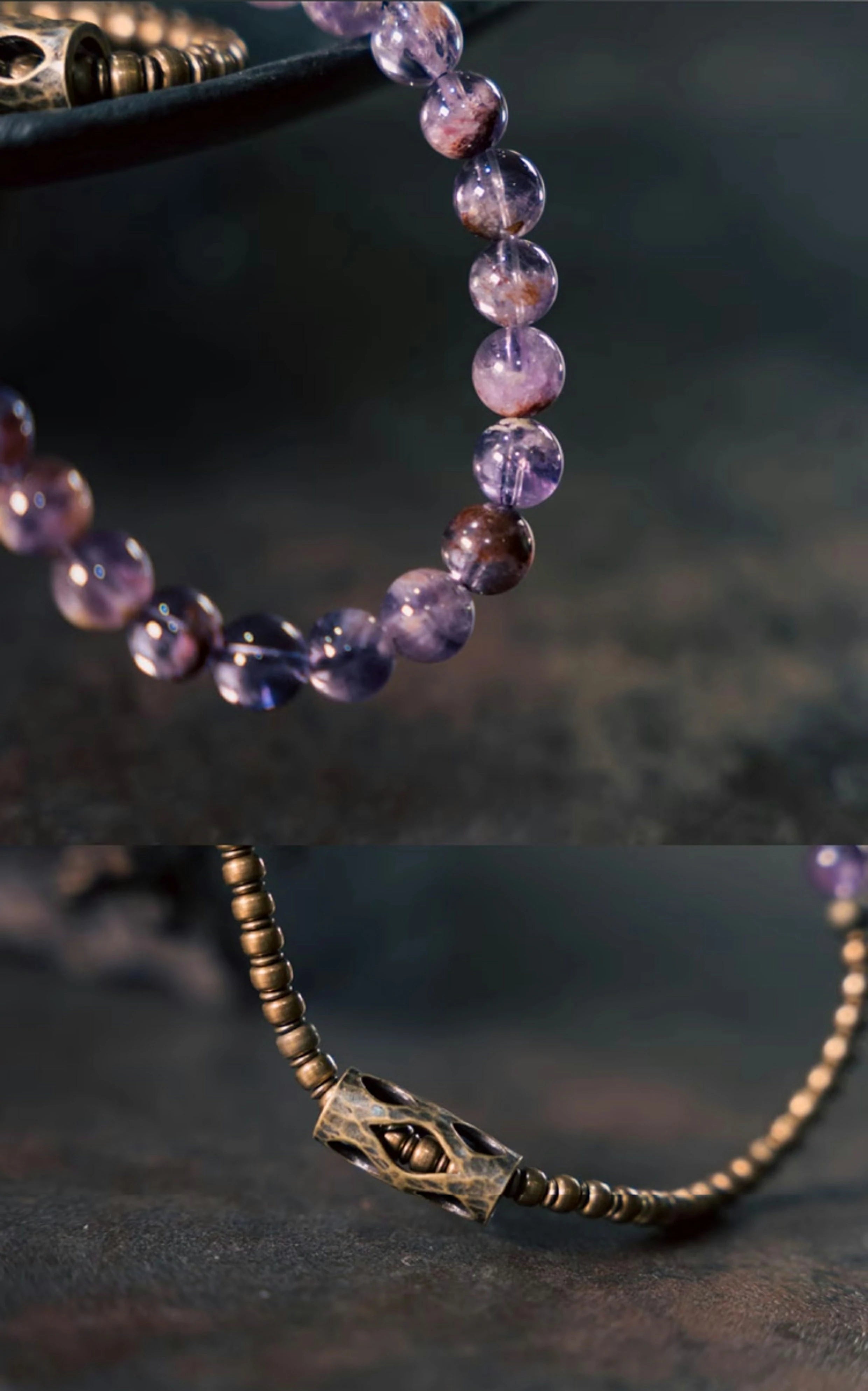 Kalyana Aura Vintage Purple Phantom Crystal Brass Bracelet