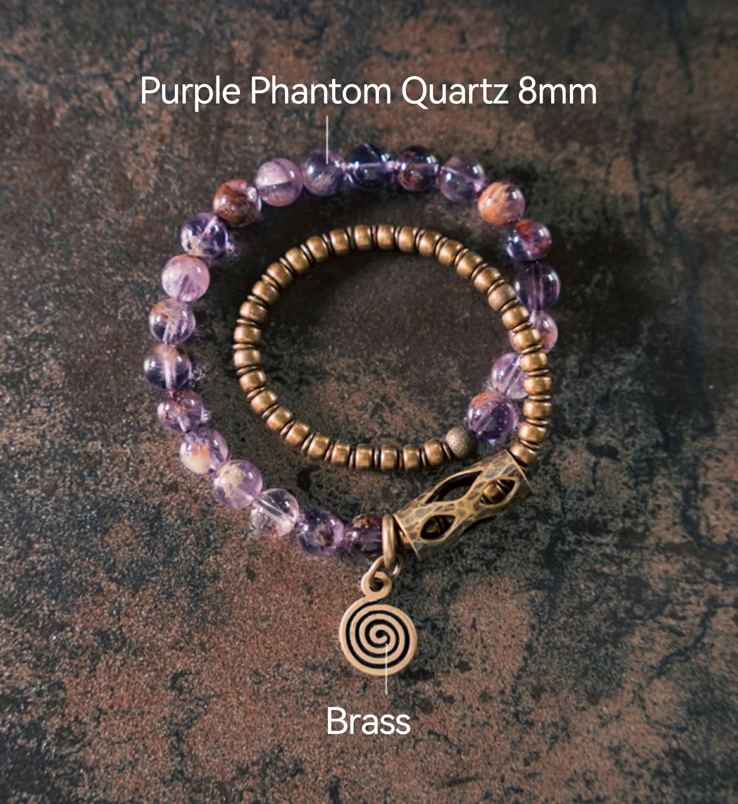 Kalyana Aura Vintage Purple Phantom Crystal Brass Bracelet