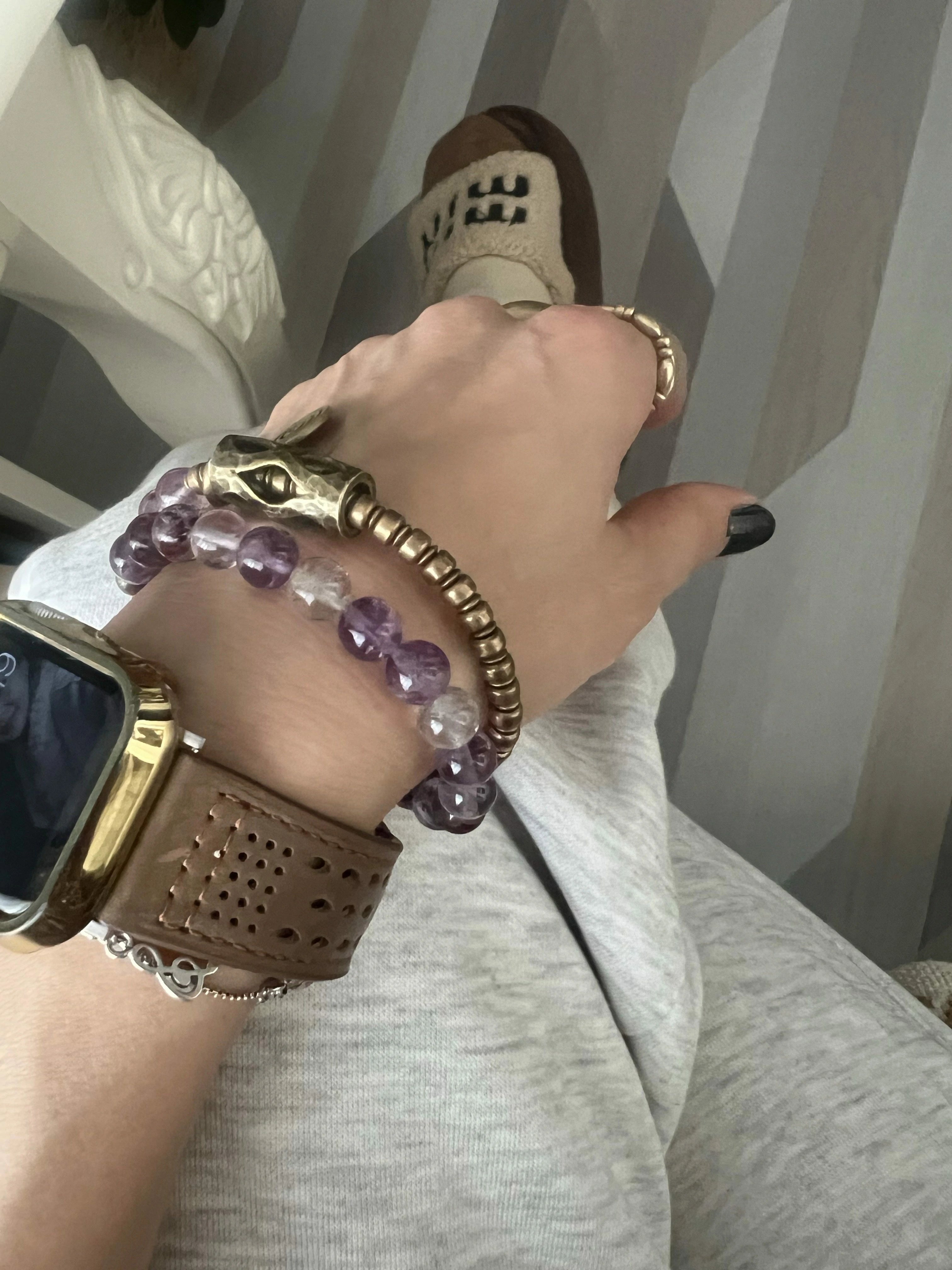 Kalyana Aura Vintage Purple Phantom Crystal Brass Bracelet