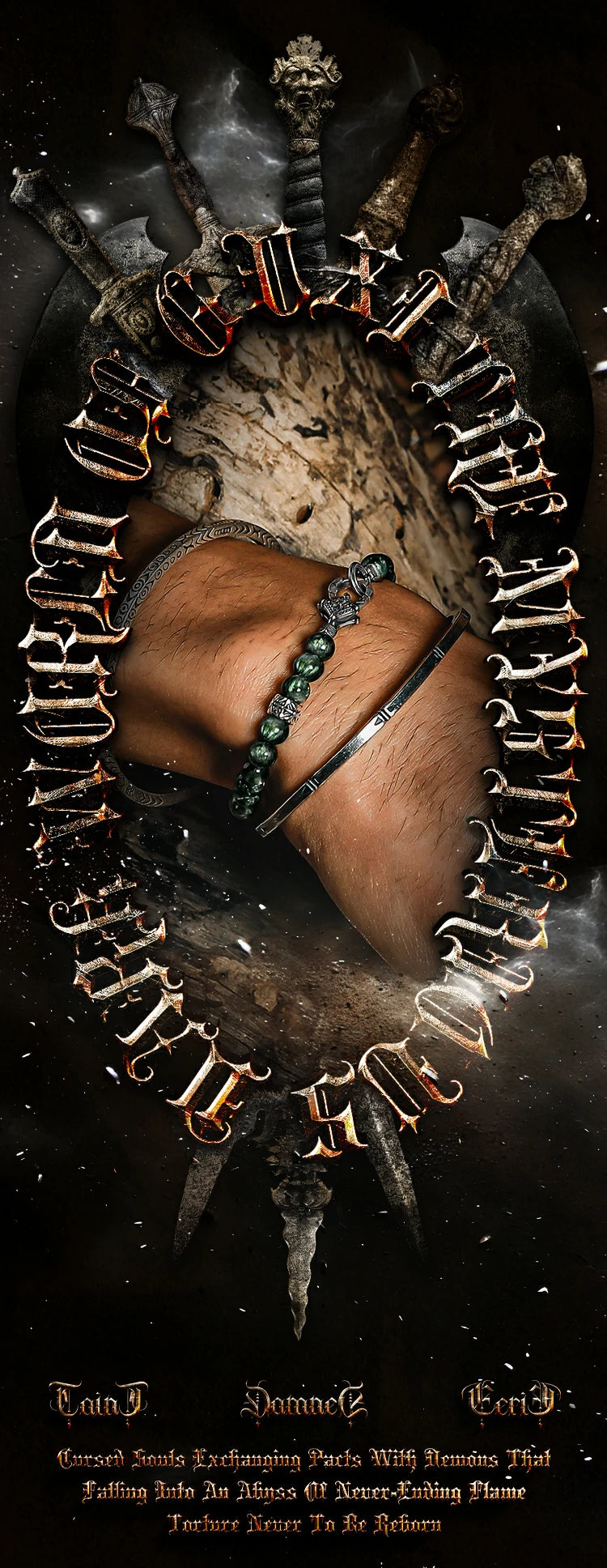 Kalyana Aura Vintage Seraphinite 316L Titanium Steel 925 Silver Bracelet