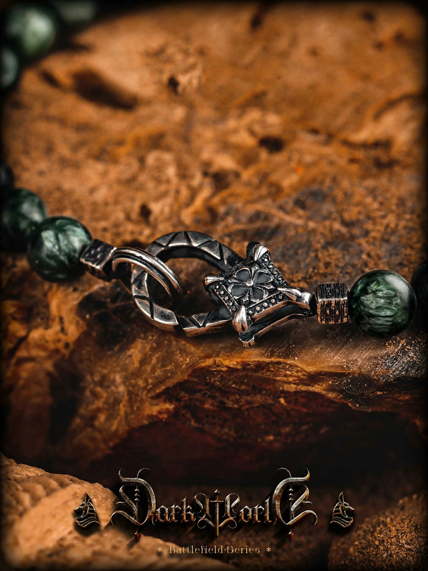 Kalyana Aura Vintage Seraphinite 316L Titanium Steel 925 Silver Bracelet