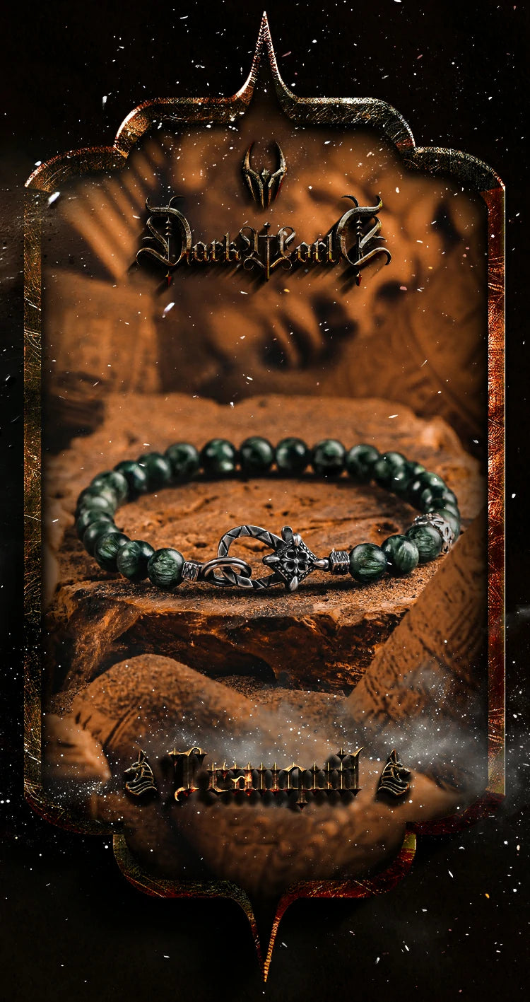 Kalyana Aura Vintage Seraphinite 316L Titanium Steel 925 Silver Bracelet
