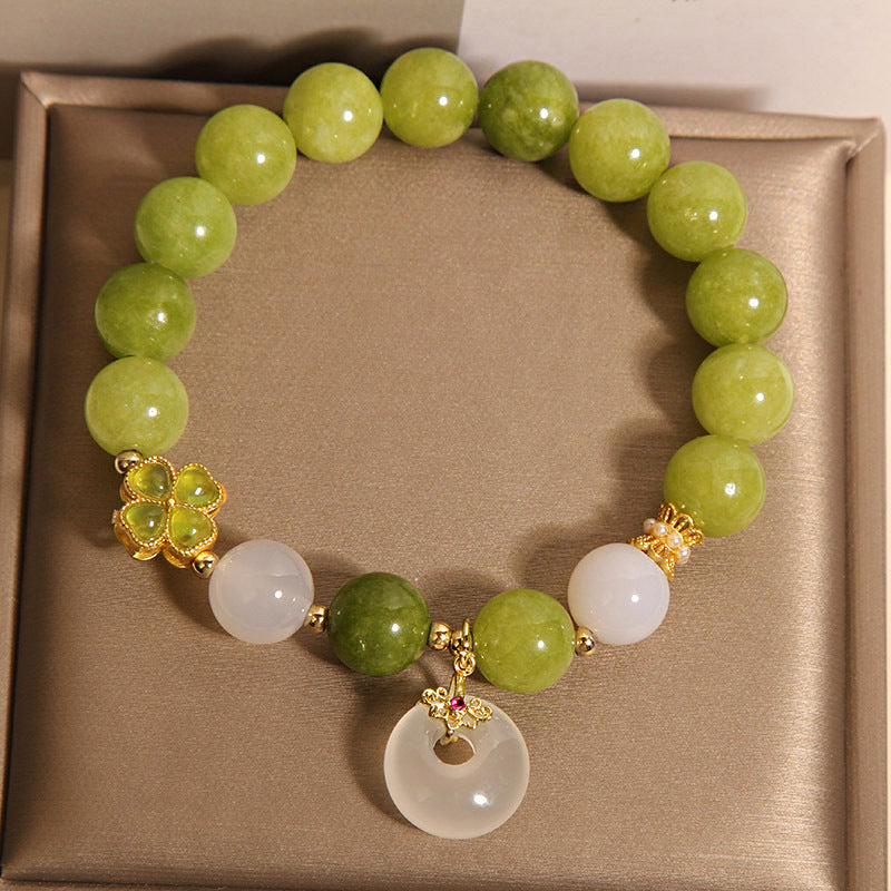 Kalyana Aura Grenn Tourmaline Peace Buckle Pendant Crystal Bracelet Women