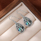 Kalyana Aura Sterling Silver Abalone Shell Teardrop-Shaped Tree of Life Earrings Women