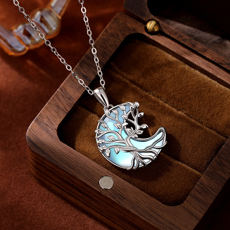 Kalyana Aura Moonstone Tree of Life Pendant Healing Necklace Women