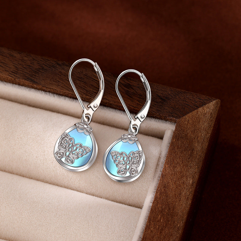 Kalyana Aura Moonstone Flower Butterfly Earrings Women