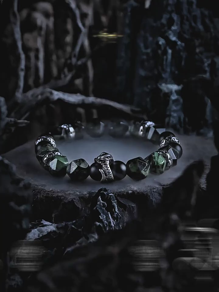 Kalyana Aura Black agate Malachite Bracelet Woman Man Gift