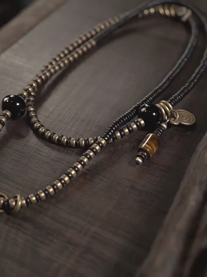 Kalyana Aura Vintage Ebony Tiger's Eye Multi-loop Bracelet