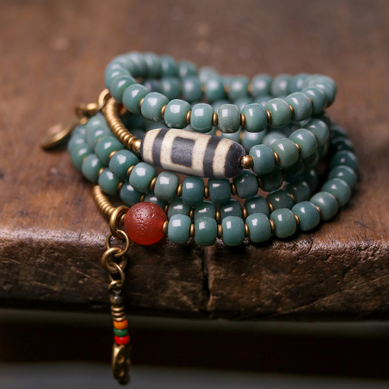 Kalyana Aura Bodhi Root Dzi Bead Bracelet Necklace