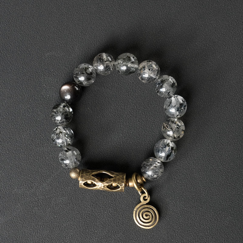 Kalyana Aura Natural Crystal Biotite Obsidian Bracelet